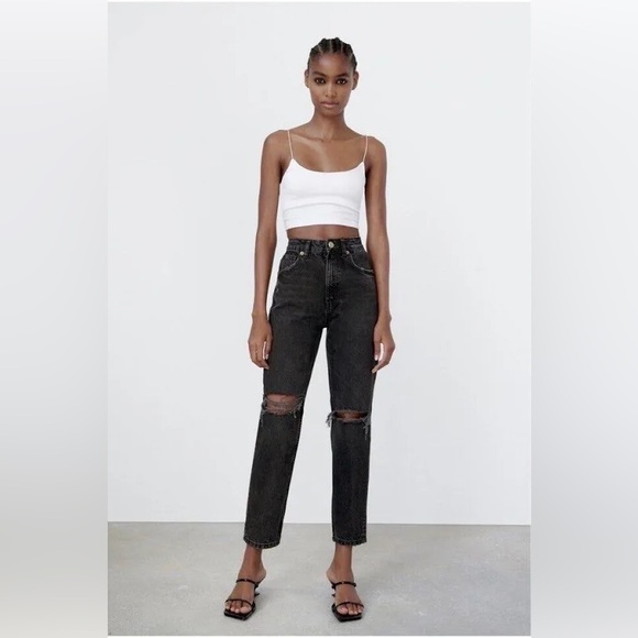 ZARA RIPPED MOM JEANS - Picture 2 of 7
